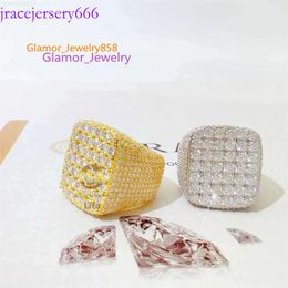 Gioielli hip hop completamente ghiacciati sterling sier pass diamond tester gra anello moissanite per uomini