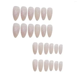 False Nails Pink Long Pointed Head Press On With Harmless And Smooth Edge For Girl Dress Matching