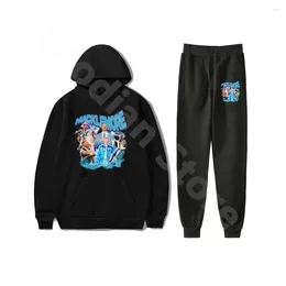 Men's Tracksuits Macklemore Retro Graphic 2024 Tour Hoodie Jogger Pants Two Piece Suit Harajuku Sweatshirts Sweatpants Sets Men Women Hoody