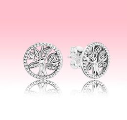 NEW Sparkling Family Tree Stud Earrings Fashion Women Gift Jewellery with Original box for 925 Silver Earring sets1411003