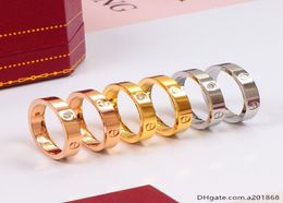 Classic love diamond ring titanium steel men and women 18k rose Colour gold couple ring narrow version 4mm5691347