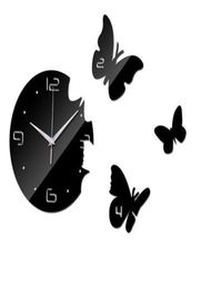 Creative living room butterfly wall clock acrylic clock wall stickers bedroom mirror wall clock acrylic clocks7131279