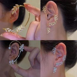 Backs Earrings Korean Zircon Butterfly Elf Ear Clips Cuff For Women Fashion Sparkling Crystal Without Piercing Wedding Jewellery