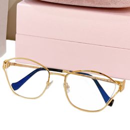 New Fashion Women Lovely Cateye Frame for Prescription Glasses Lightweight Gold Silver Colour Hollow Metal Rim 55-19-140 fullset design box