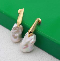 Luxury quality charm drop earring with nature shell beads irregular shape in 18k gold plated have stamp PS3572B