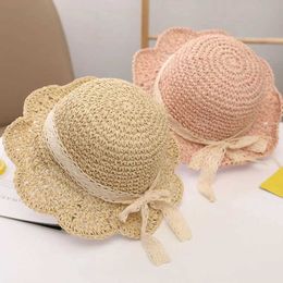 Caps Hats Fashion Baby Wide Brim Straw Hat Outdoor Summer Sun Protection Lace Cap Kids Girls Princess Foldable Beach Bucket Hats