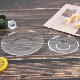 Tea Trays Round Glass Plates Clear Saucers Desktop Cup Mat Heat Resistant Coasters Decor Small Kitchen Accessories
