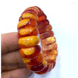 Strand Certificate 9 20mm Natural Mexican Yellow Red Amber Beads Bracelet 7.5"