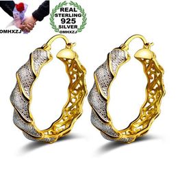 OMHXZJ Whole Personality Fashion Woman Girl Party Wedding Cool White Round 925 Sterling Silver Hoop Earrings YE4068422126