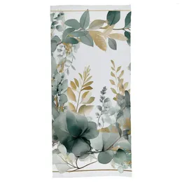 Bath Accessory Set Beach Towel Gold And Green Leaves Microfiber Towels Swimmers Bathroom 27.6"x55.1"