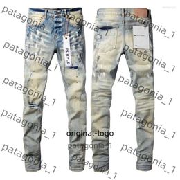 Purple Jeans Men's Jeans Designer Purple Brand Mens Male Light Blue Purple Brand Jeans High Street Denim Paint Graffiti Pattern Damaged Ripped Skinny Pants 6239