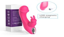 G spot Rabbit Vibrator Rechargeable Waterproof Dildo Vibe Dual Motor Clit Stimulator with 12 Vibration Modes Sex Toys for Couple Y3879277