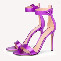 Sandals Solid Buckle Strap Women High Heel Concise Satin Peep Toe Hollow Thin Heels Celebrating Evening Shoes Pink Green Yellow