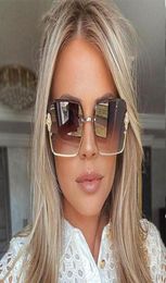 Sunglasses Half Frame Luxury Women Brand Pearl Square Fashion Shades UV400 Vintage Glasses 507291408246