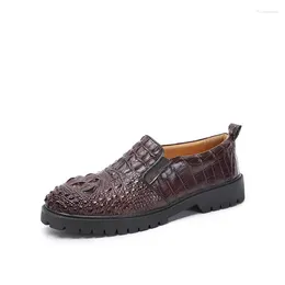 Casual Shoes Authentic Exotic Crocodile Skin Men's Brown Loafers Genuine Real True Alligator Leather Male Slip-on Walking Flats