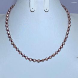 Chains 5-6mm Pink-purple Mix-match Pearl Necklace Natural Freshwater For Men And Women Near Round