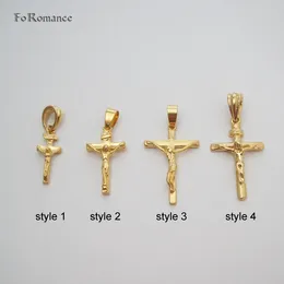 Pendant Necklaces 10 STYLES YELLOW GOLD PLATED 18INCH WATER WAVE CHAIN JESUS CHRIST ON IT PLAIN SURFACE INRI CROSS NECKLACE