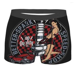 Underpants Pin Up Girl Speed Shop Retro Rockabilly Homme Panties Man Underwear Sexy Shorts Boxer Briefs