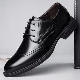 Casual Shoes Black Leather Men Formal Office Oxfords Lace Up Elegant Wedding Business Dress Handmade