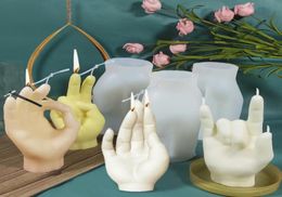 BT0055 Home Decor DIY Gift Hand Gesture Art Design Sculpture Victory Finger Silicone Candle Mold2833562