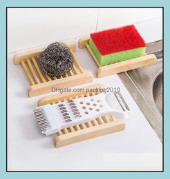 custom soap packaging Dishes Bathroom Accessories Bath Home Garden Ll Natural Bamboo Wooden Tray Holder Storage Rack Pla Dh6Zr1337696