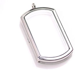 10PCSlot NEW 4 Colors 40MM Alloy Floating Locket Dog Tag Shape Memory Living Glass Lockets Necklace Pendant9487706