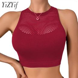Women's Tanks Womens Hollow Out Sport Vest Mesh Tank Top Breathable And Soft Sleeveless Cropped Crew Neck For Sports Workout Yoga Exercise