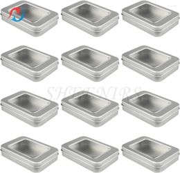 Storage Bottles 12pcs Empty Rectangular Metal Organiser Tins Contianer With Clear Window Hinged Lids For Candies Gifts & Treasures