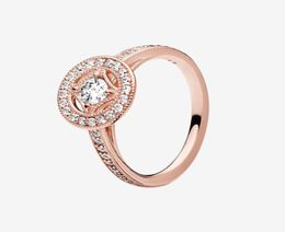 HOT Rose gold plated Wedding Rings Women Girls Wedding Gift for Sterling Silver CZ diamond Vintage Circle Ring with Original box9718033