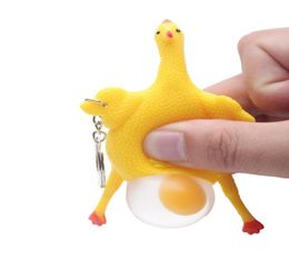 Halloween Vent Chicken Jokes Gags Pranks Maker Trick Fun Novelty Chicken Laying egg keychain Screaming chicken Color Yellow1709423