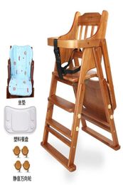 Folding Baby solid wood Highchair Kids Chairs Dinning High Chair Children Feeding Babys Table and Chair for Babies 20211223 H11373049