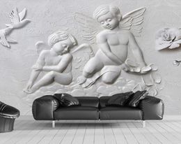 2020 New Custom Wallpaper 3D Embossed Little Angel Flying Pigeon TV Background Living Room Bedroom Wall Papers Home Decor Murals7652119