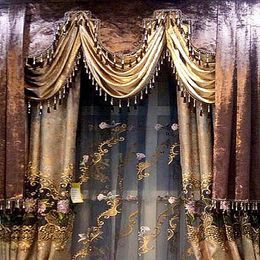 Curtain Brown Valance Euro Designer Dinning Window Decorate Luxurious Embroidery Velvet Elegant Quality Living Room Kitchen