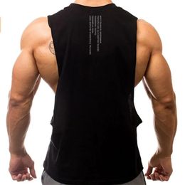 Mens Brand Gym Sporting Casual Clothing Cool Tank Top Fashion Workout Running Fitness Singlets Muscle Sleeveless Vest y240425