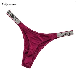 Women's Panties Women Sexy Thongs Rhinestone Splicing Solid Color Open Back Low Waist Fashion T-Shaped Comfortable Fun