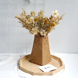 Vases Handmade Flower Pot Planter Basket Bamboo Storage Baskets Artificial Vase Pampas Grass Nordic Laundry Straw Garden
