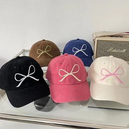 Ball Caps Ins Pink Bow Embroidered Baseball Cap Spring And Summer Sun Protection Versatile Cute Sweet Beautiful Woman's Hats