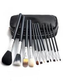 Makeup brushes set M Brand 12pcs Eyeshadow blusher brushes Makeup tools Professional Brush leather bag with Ship Gift4363237