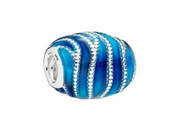 Authentic Sterling Silver Blue Swirl Beads Charm Women's Jewelry DIY accessories For P Chain Bracelet Bangle Making Charms with Original Box7938361