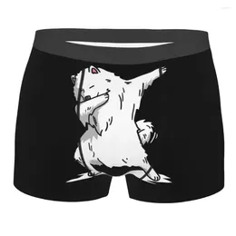 Underpants Men Funny Dabbing Samoyed Dog Underwear Sexy Boxer Shorts Panties Homme Mid Waist