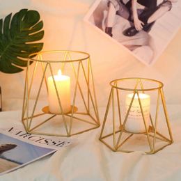 Candle Holders Geometric Gold Tea Wax Shelf Used For Desktop Decoration Large And Small Metal Triangle