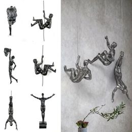 Resin Climber Living Room Sport Man Statue Figures Sculpture Ornament Rock Climbing Man Wall Hanging Decoration 240429