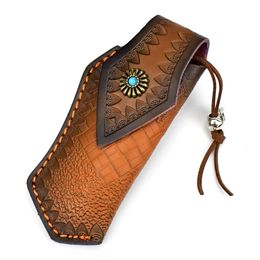 High Quality Retro Style Folding Knife Leather Sheath Cover Portable Knife Case Hangable Bag Made In China OEM Supported