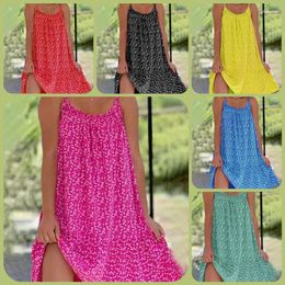 Casual Dresses Printed Camisole Dress Summer Beach Fashion Sexy Sleeveless Loose Mini Holiday Evening