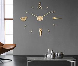 Luminous 3d Wall Clock Large Clocks Modern Design Luminova Watch Sticker Mirror Hairdresser039s hairdressing Barber039s Hair4623061