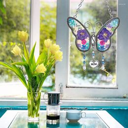 Decorative Figurines Butterfly Window Decor Stained Glass Suncatcher Hanging Ornament Gift For Mother Day Birthday