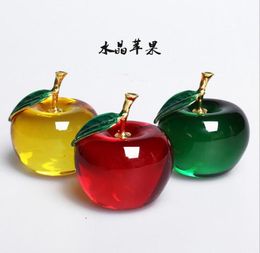 50mm Green Quartz Crystal Apple Paperweight Carved Ornaments Xmas Gift Gem Apple8510005