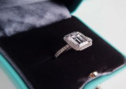 Emerald cut 2ct Diamond cz Ring 925 Sterling silver Promise Engagement Wedding Band Rings for women Gemstones Party Jewellery Gift7045646