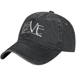 Ball Caps Love Print Hat Adjustable Washed Vintage Baseball Cap For Mom Dad Trucker Unisex Four Seasons Casual Denim