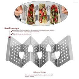 Kitchen Storage 2/3 Grids Taco Holder Hollowed Out Available On Both Sides Shell Stand Stainless Steel Handle Design Corn Tortilla Tray